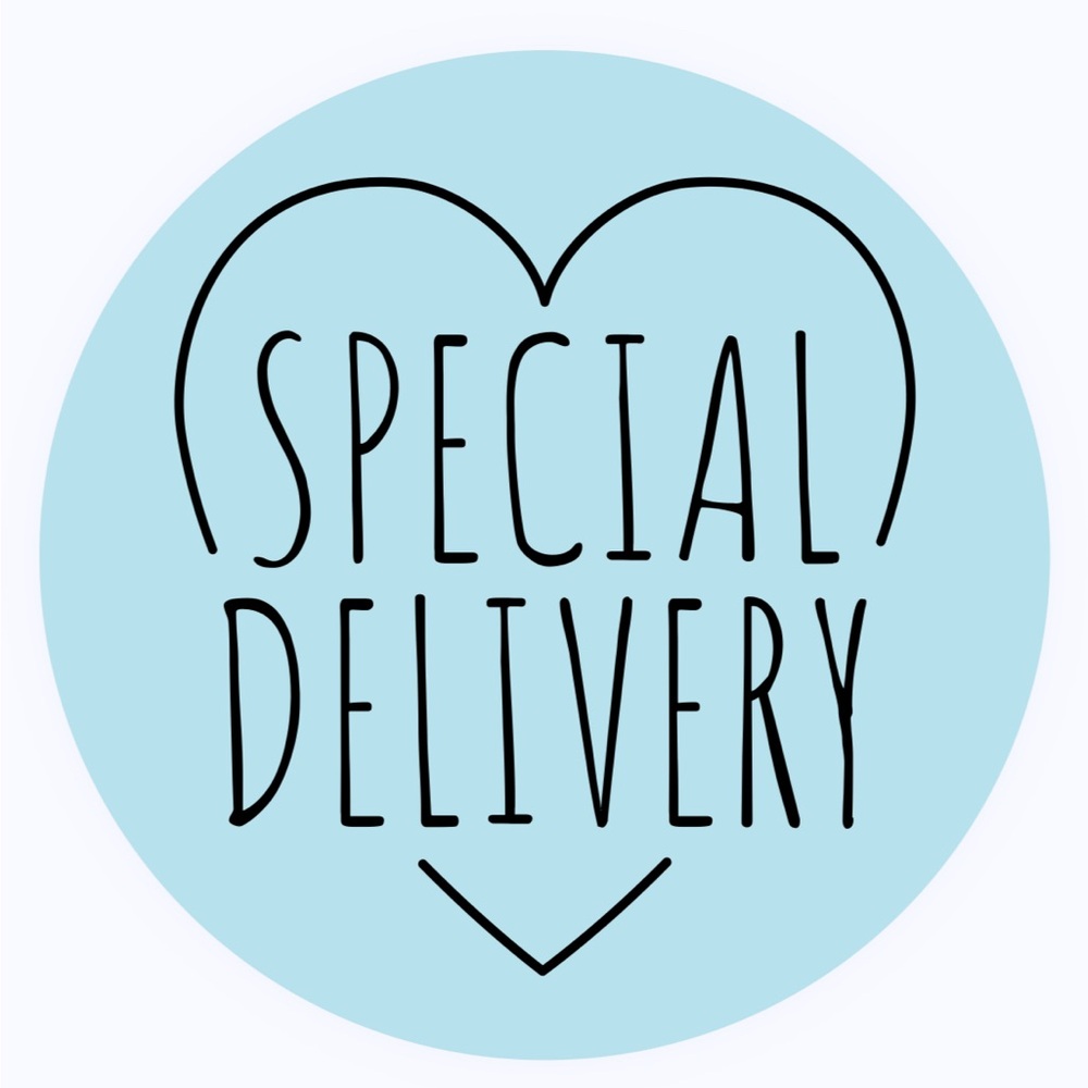 30 STICKERS - 2” ROUND - SPECIAL DELIVERY - BLUE